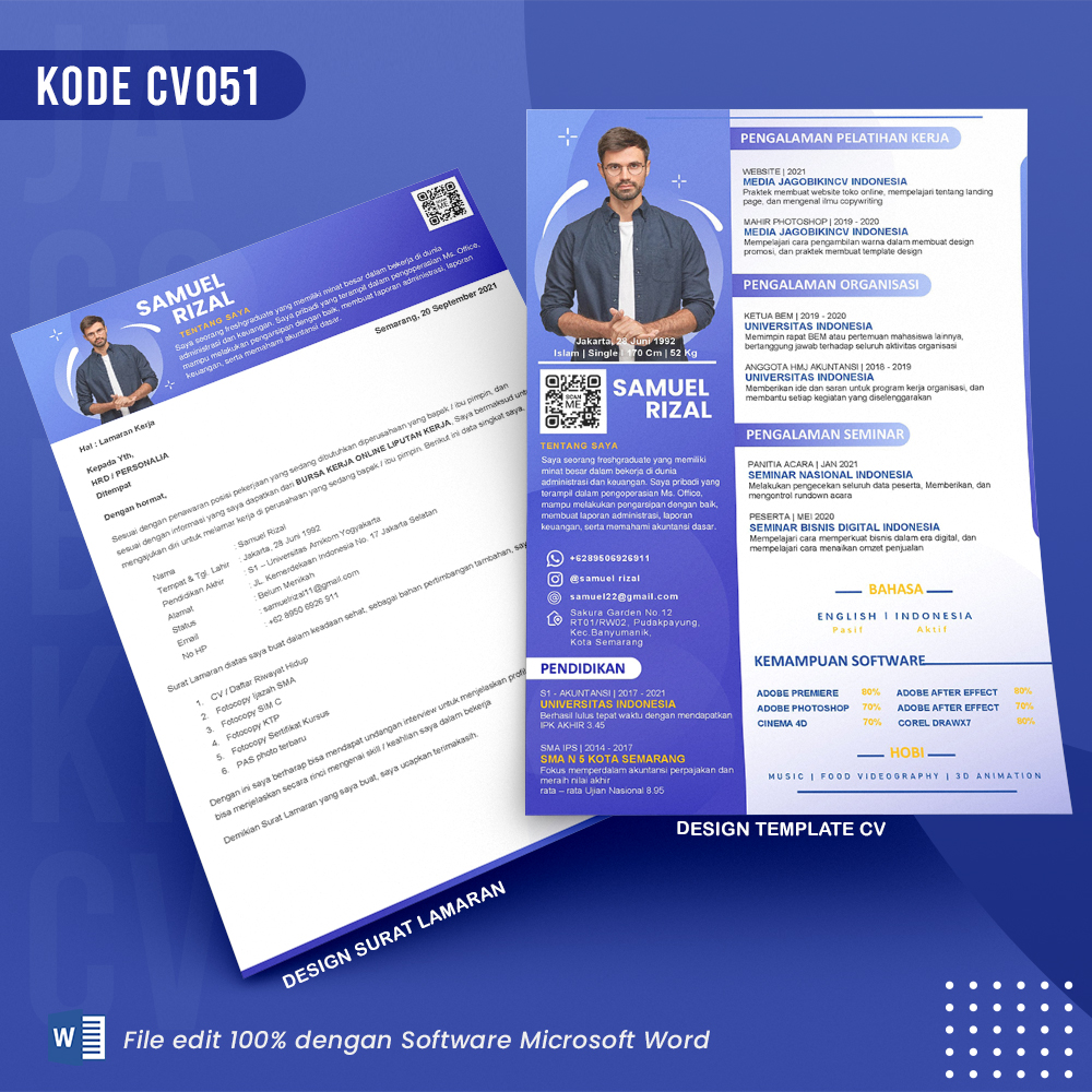 Template Template CV dan Surat Lamaran Kode 051 && Surat Lamaran MS Word