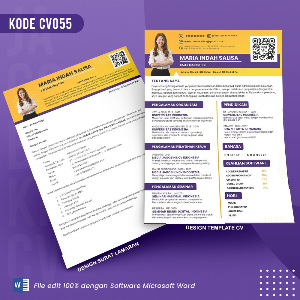Template Template CV dan Surat Lamaran Kode 055 && Surat Lamaran MS Word