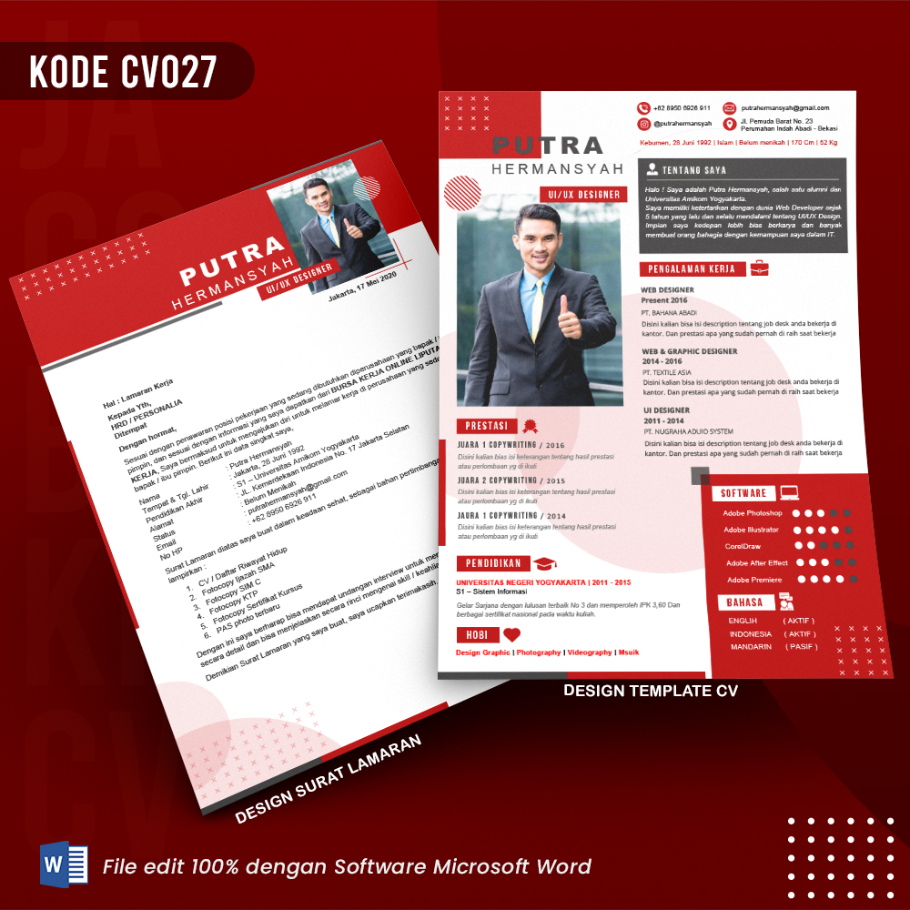 Template Template CV dan Surat Lamaran Kode 027 & Surat Lamaran