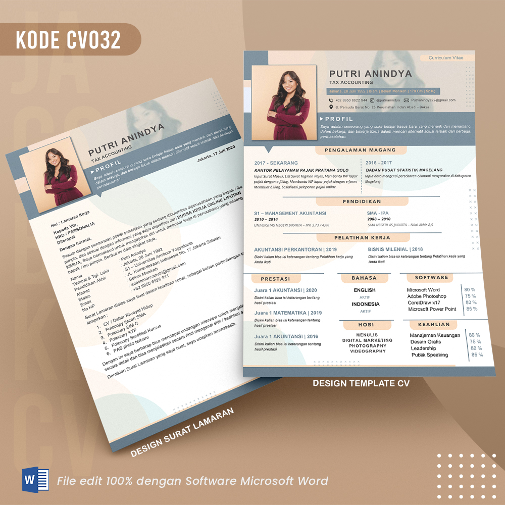 Template Template CV dan Surat Lamaran Kode 032 && Surat Lamaran MS Word