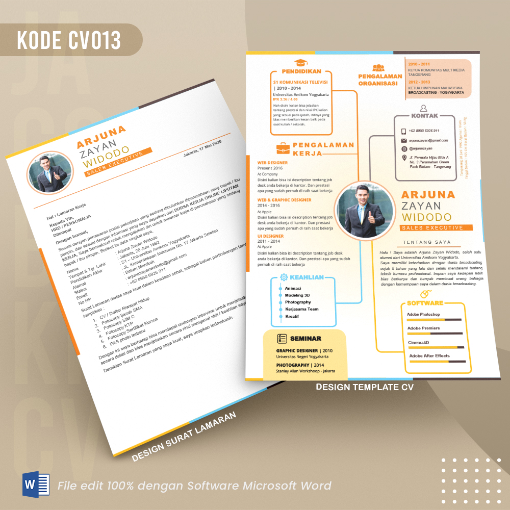 Template Template CV dan Surat Lamaran Kode 013 & Surat Lamaran