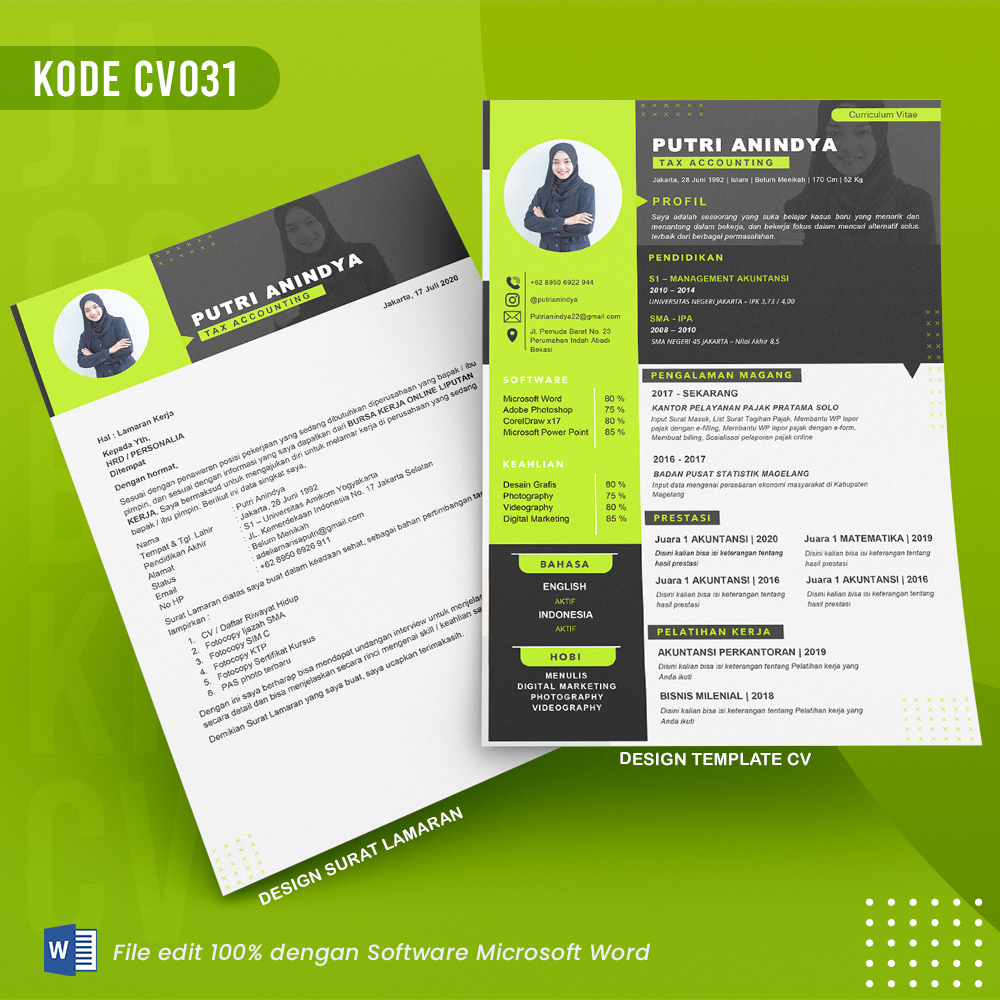 Template Template CV dan Surat Lamaran Kode 031 & Surat Lamaran