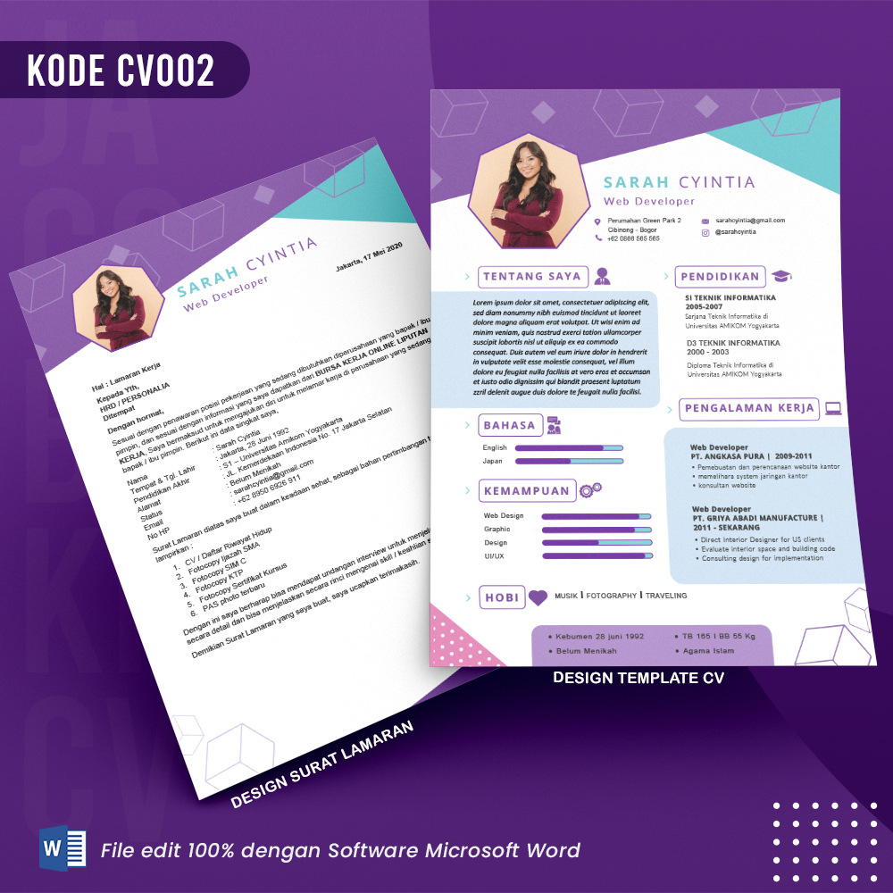 Template Template CV dan Surat Lamaran Kode 002 & Surat Lamaran