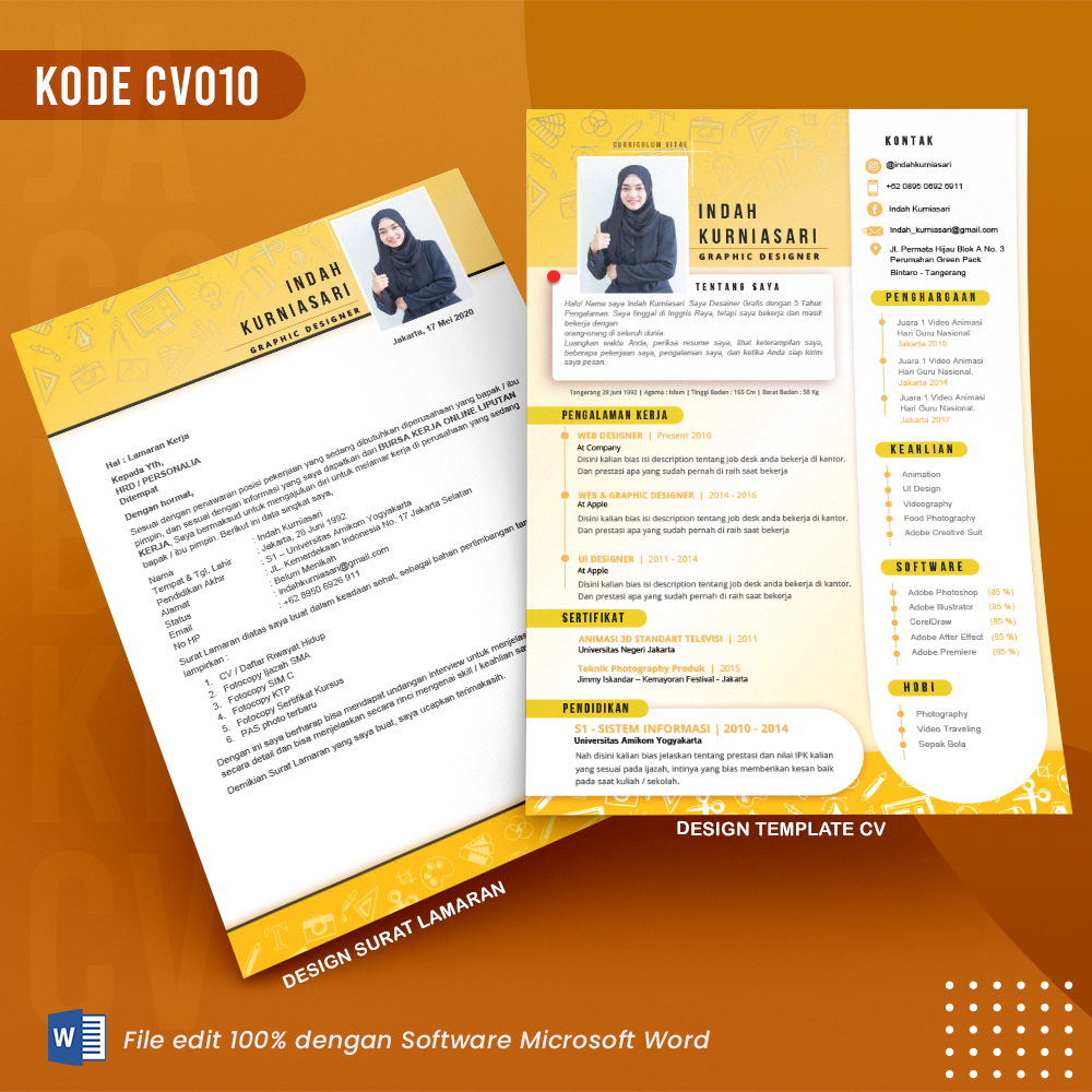 Template Template CV dan Surat Lamaran Kode 010 & Surat Lamaran
