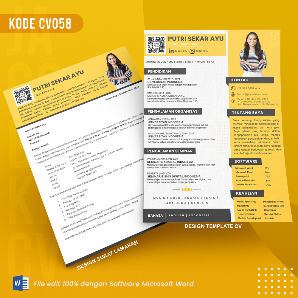Template Template CV dan Surat Lamaran Kode 058 & Surat Lamaran