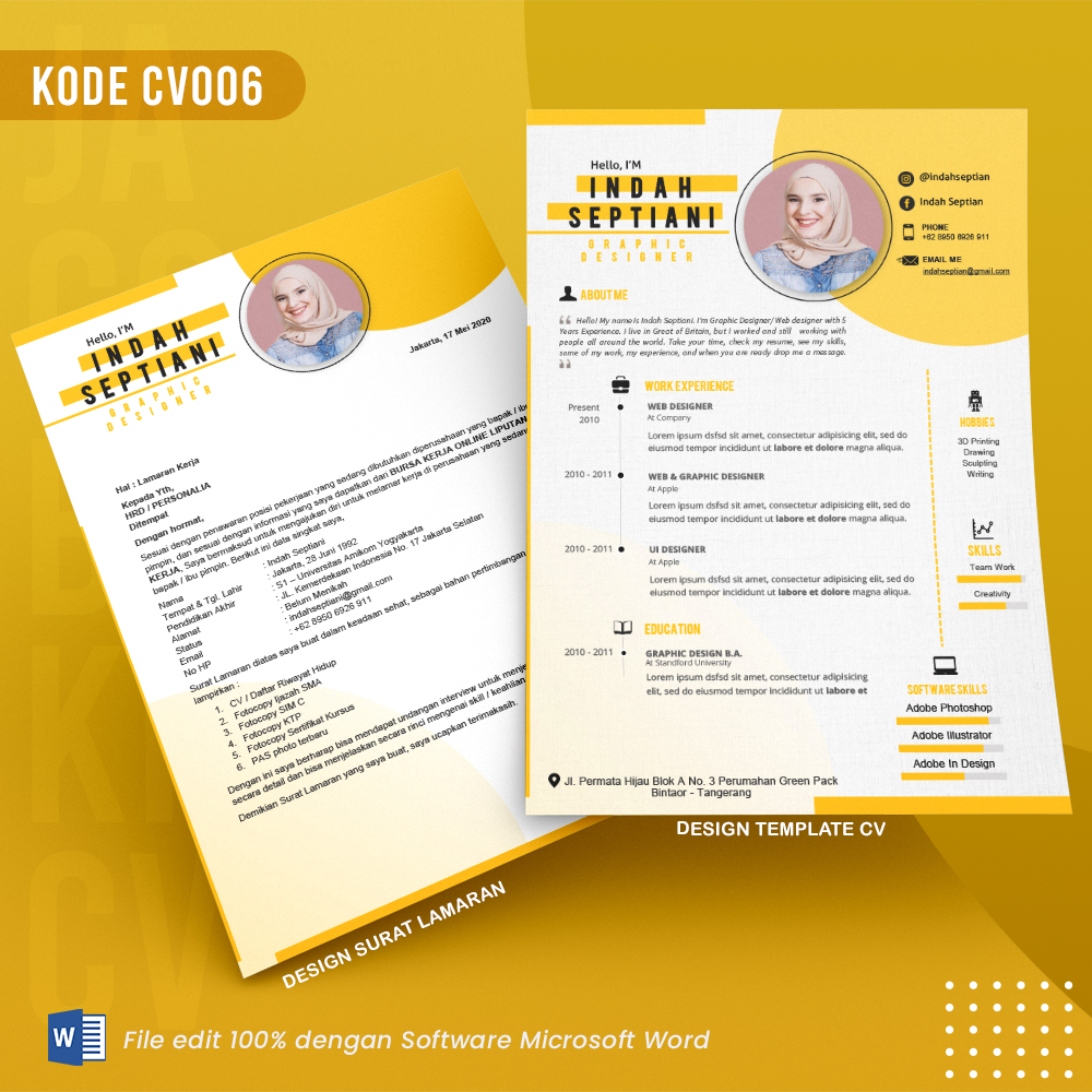 Template Template CV dan Surat Lamaran Kode 006 & Surat Lamaran