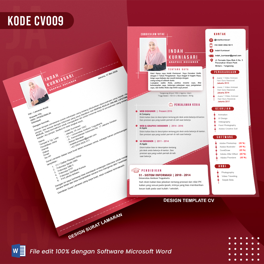 Template Template CV dan Surat Lamaran Kode 009 & Surat Lamaran