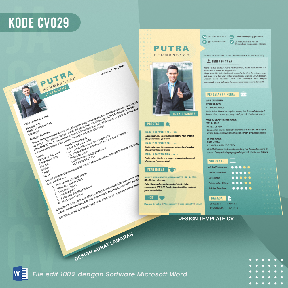 Template Template CV dan Surat Lamaran Kode 029 && Surat Lamaran MS Word