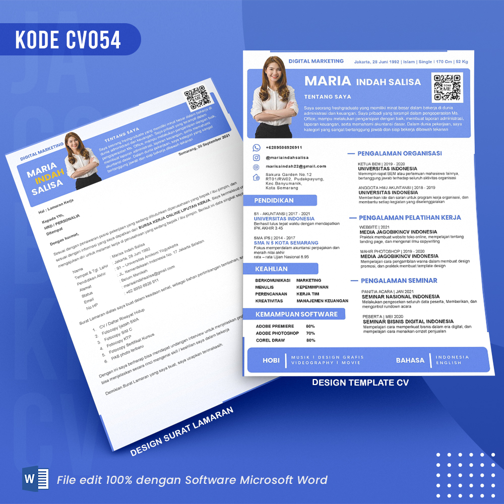 Template Template CV dan Surat Lamaran Kode 054 & Surat Lamaran