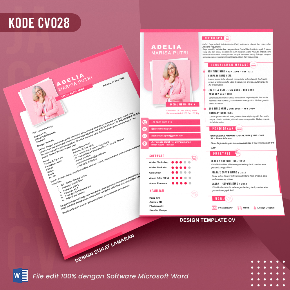 Template Template CV dan Surat Lamaran Kode 028 & Surat Lamaran