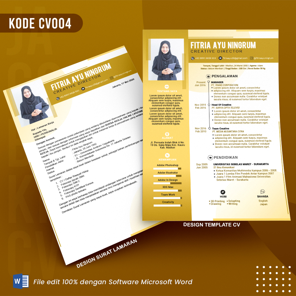 Template Template CV dan Surat Lamaran Kode 004 & Surat Lamaran