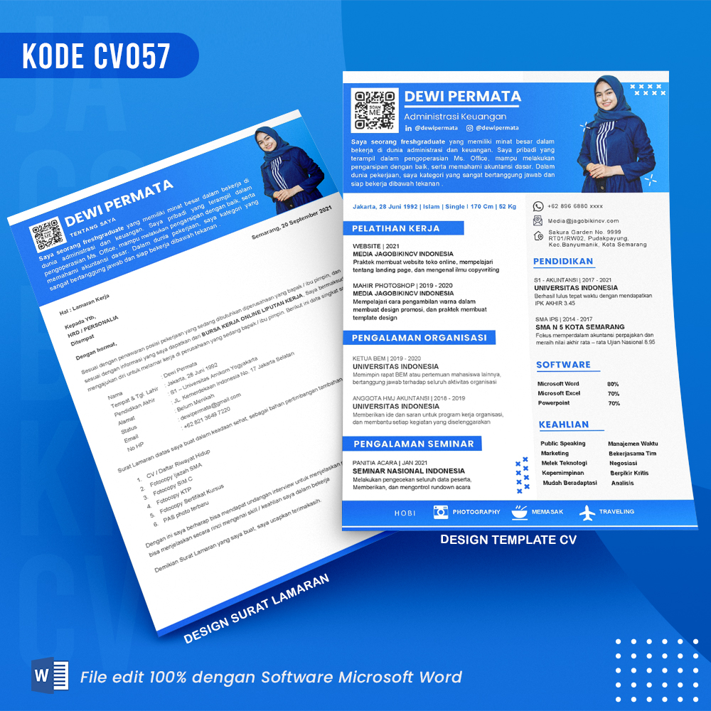 Template Template CV dan Surat Lamaran Kode 057 && Surat Lamaran MS Word