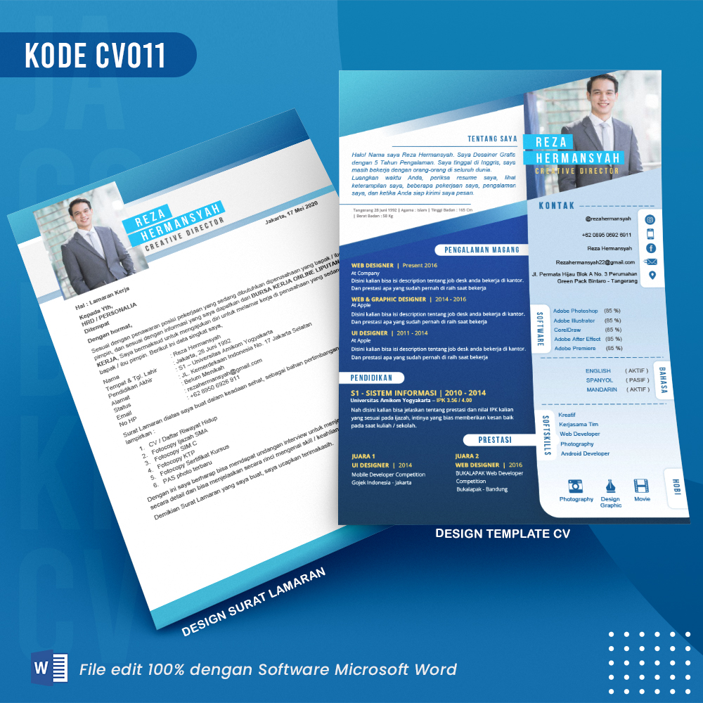 Template Template CV dan Surat Lamaran Kode 011 & Surat Lamaran