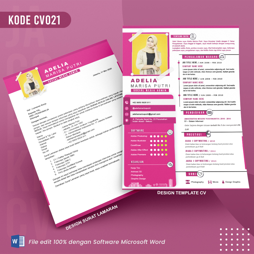 Template Template CV dan Surat Lamaran Kode 021 & Surat Lamaran
