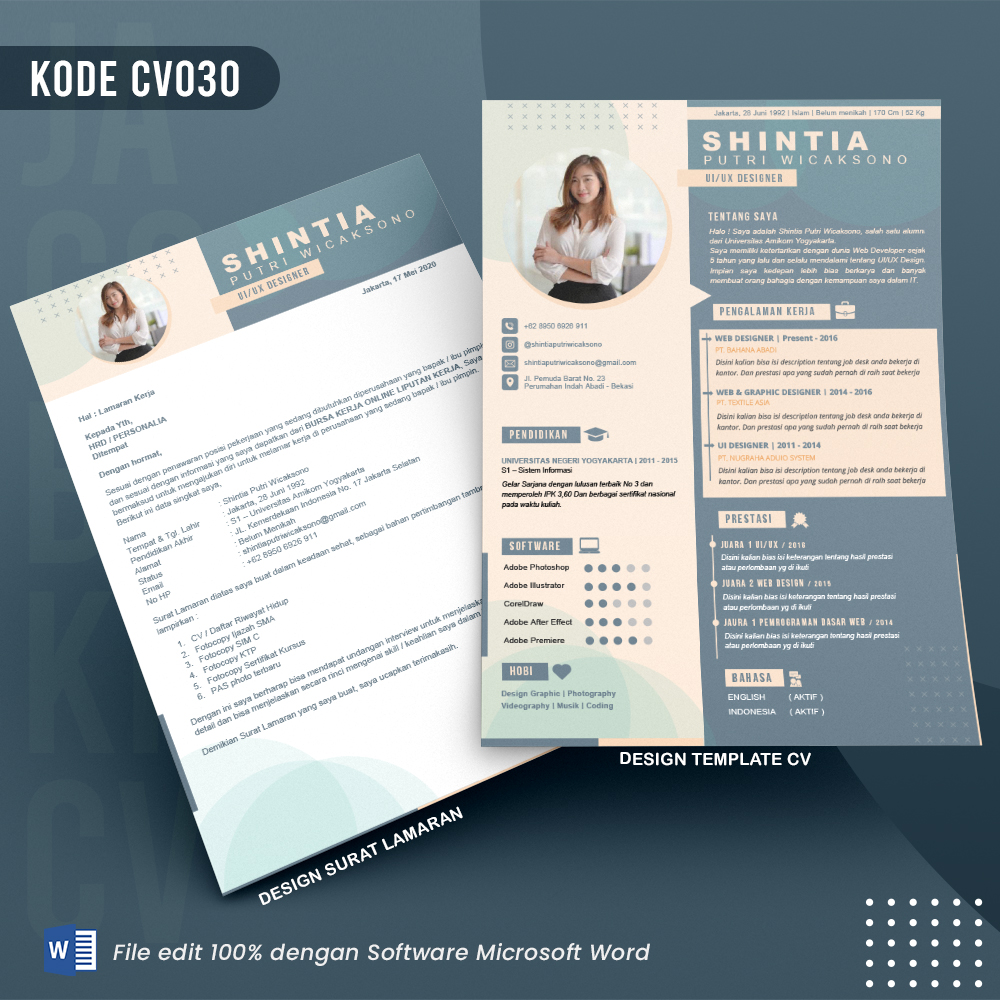 Template Template CV dan Surat Lamaran Kode 030 & Surat Lamaran