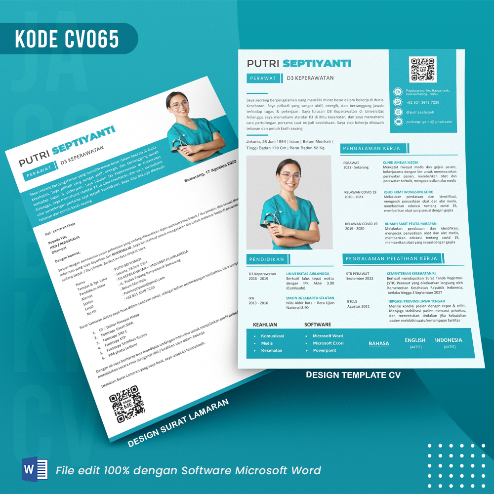 Template Template CV dan Surat Lamaran Kode 065 && Surat Lamaran MS Word