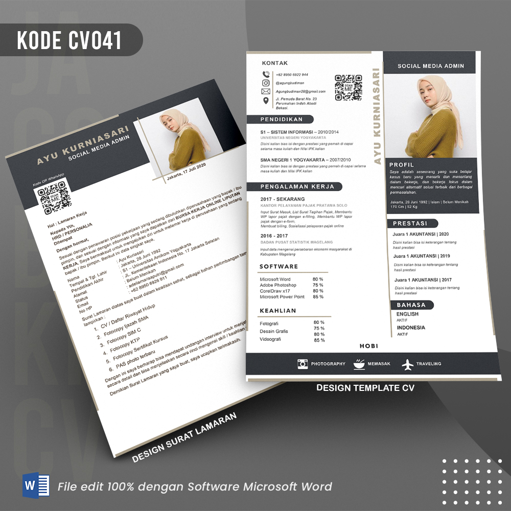 Template Template CV dan Surat Lamaran Kode 041 && Surat Lamaran MS Word