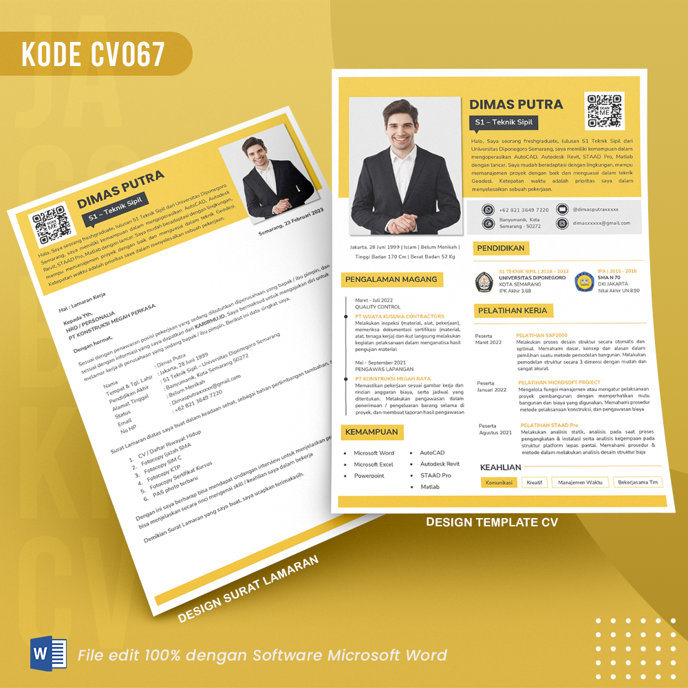 Template Template CV dan Surat Lamaran Kode 067 & Surat Lamaran