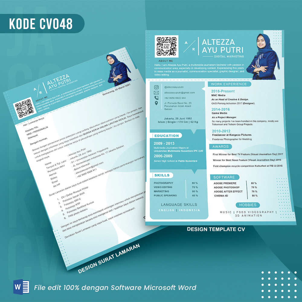 Template Template CV dan Surat Lamaran Kode 048 & Surat Lamaran