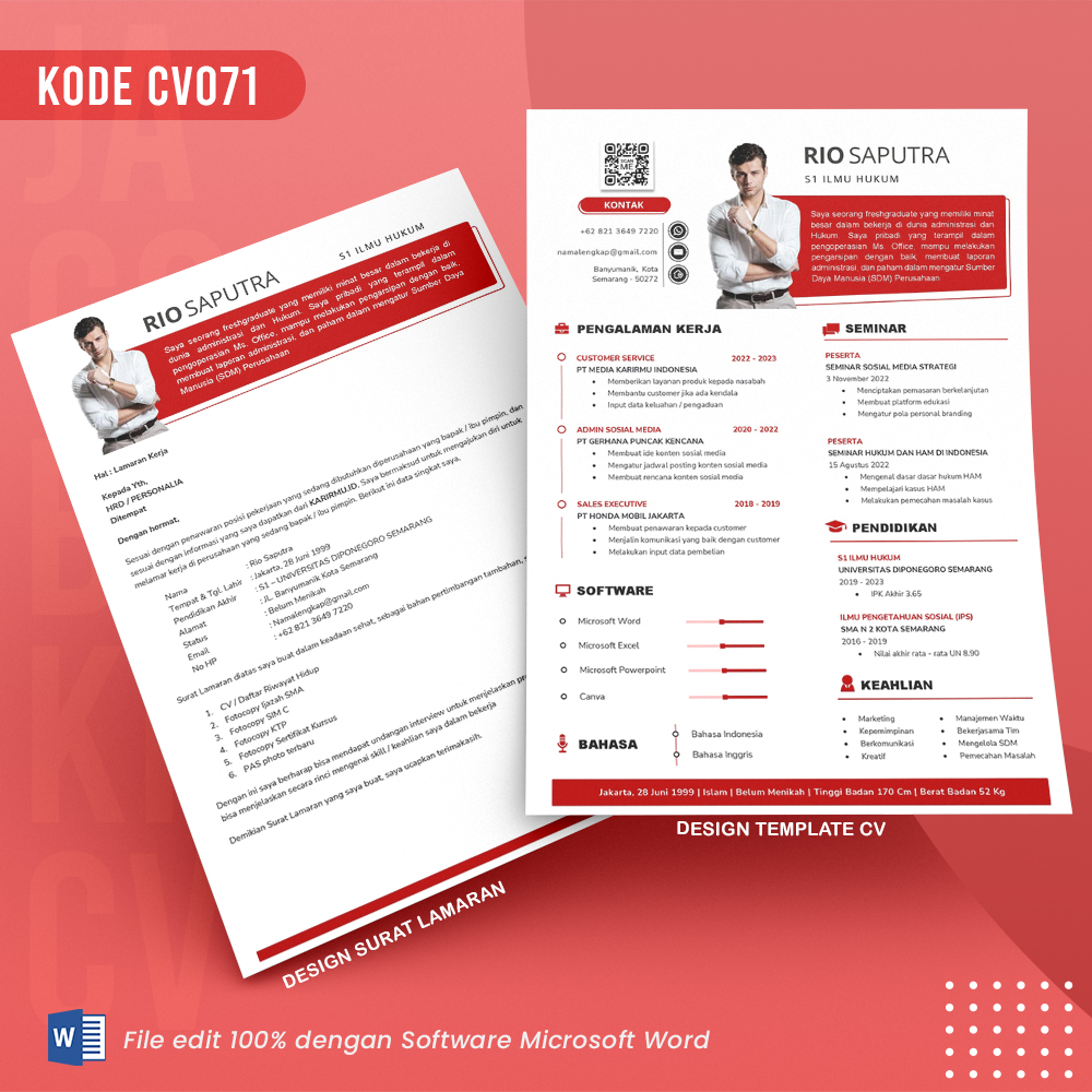 Template Template CV dan Surat Lamaran Kode 071 & Surat Lamaran