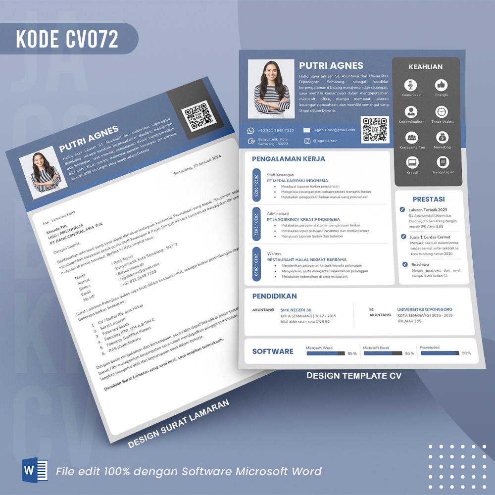 Template Template CV dan Surat Lamaran Kode 072 && Surat Lamaran MS Word