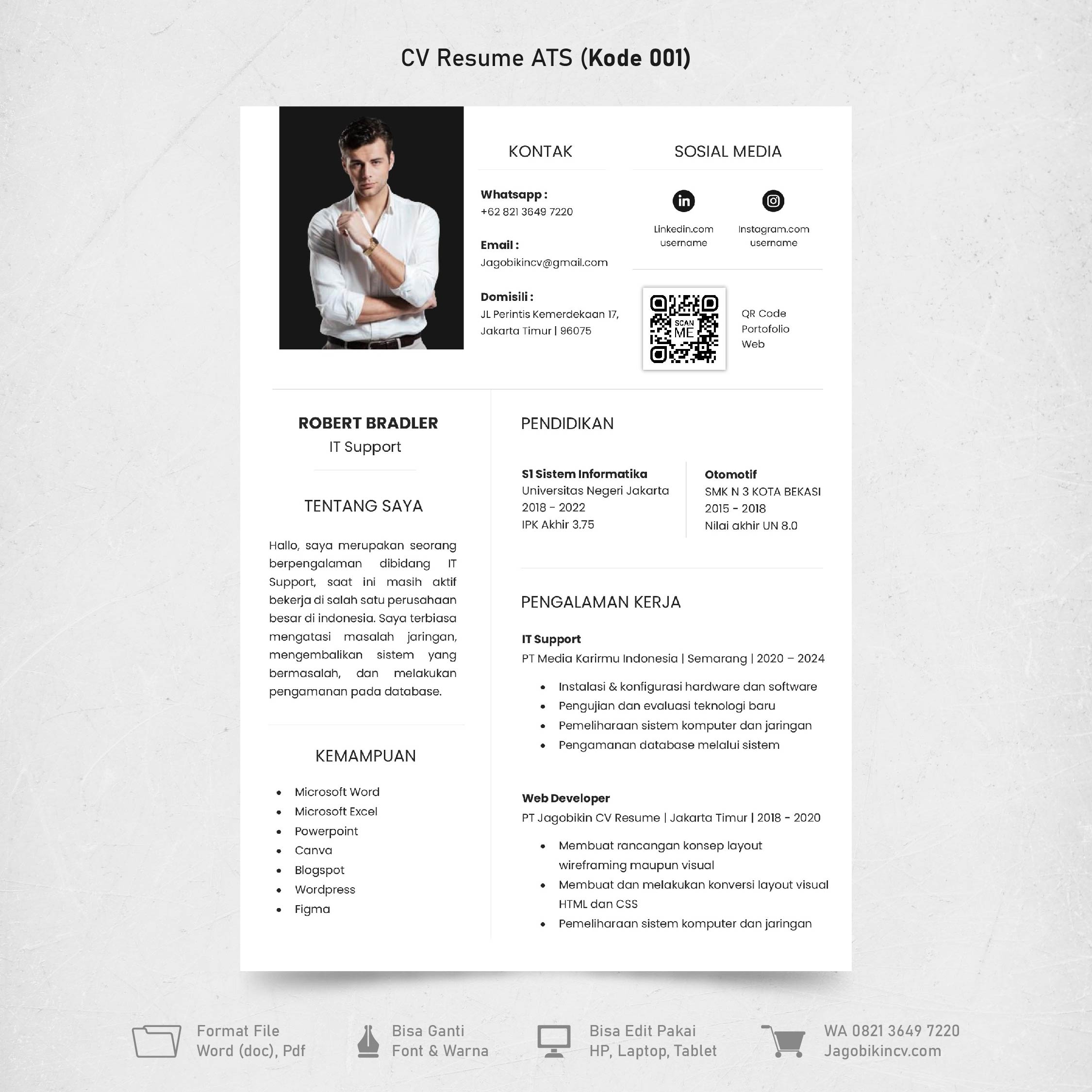 Template Template CV ATS Kode 001 & Surat Lamaran