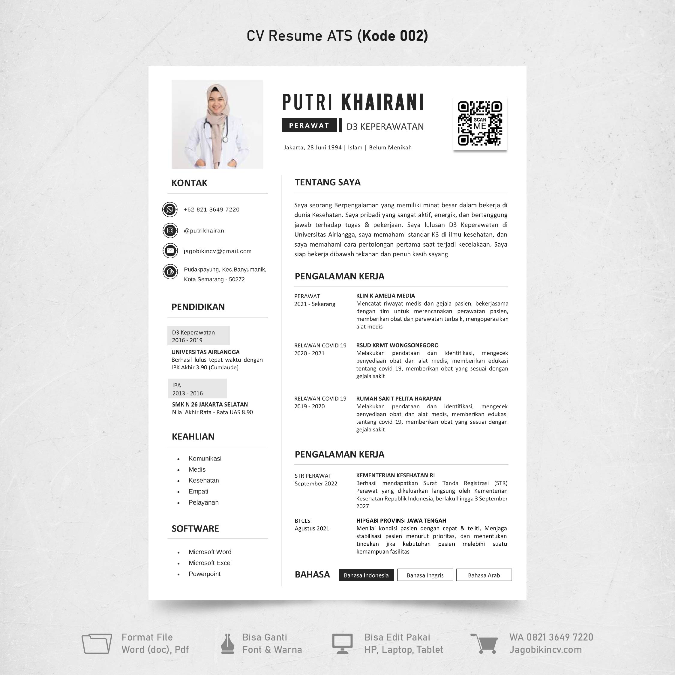 Template Template CV ATS Kode 002 & Surat Lamaran