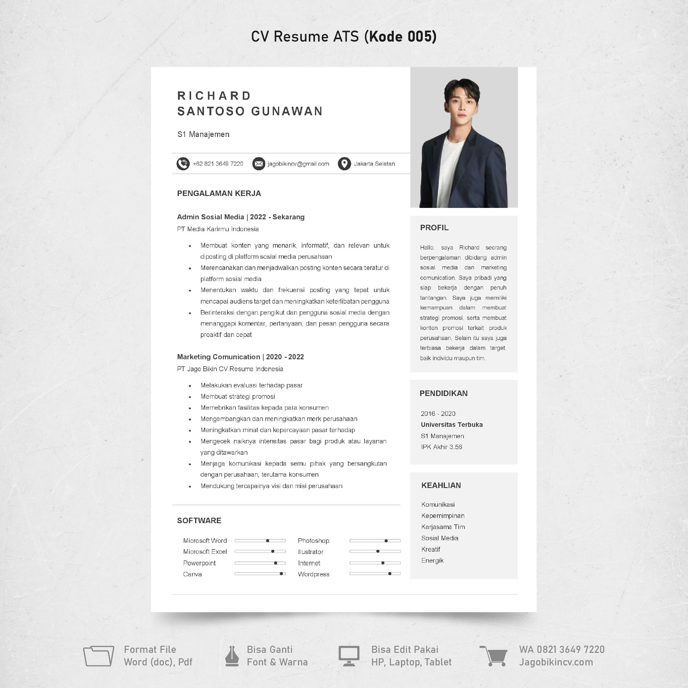 Template Template CV ATS Kode 005 && Surat Lamaran MS Word