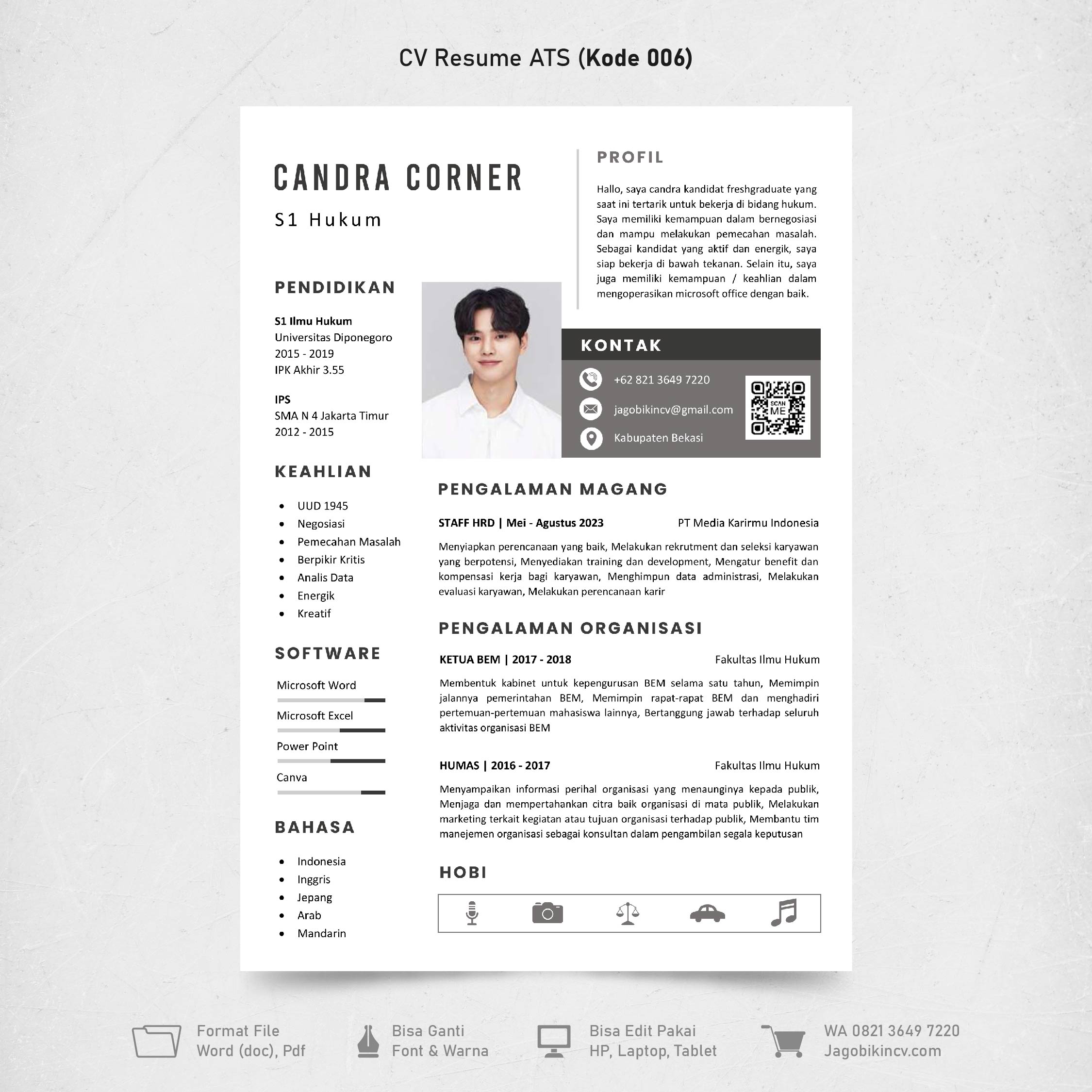Template Template CV ATS Kode 006 & Surat Lamaran