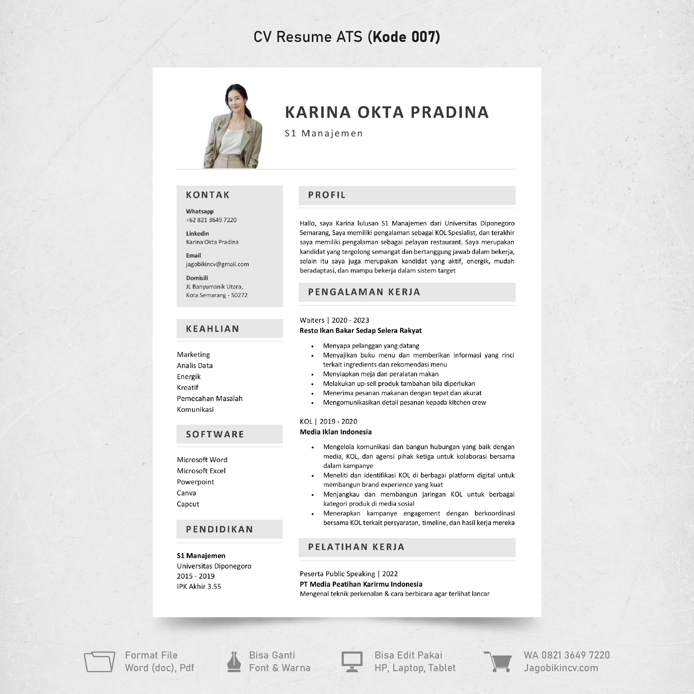 Template Template CV ATS Kode 007 & Surat Lamaran
