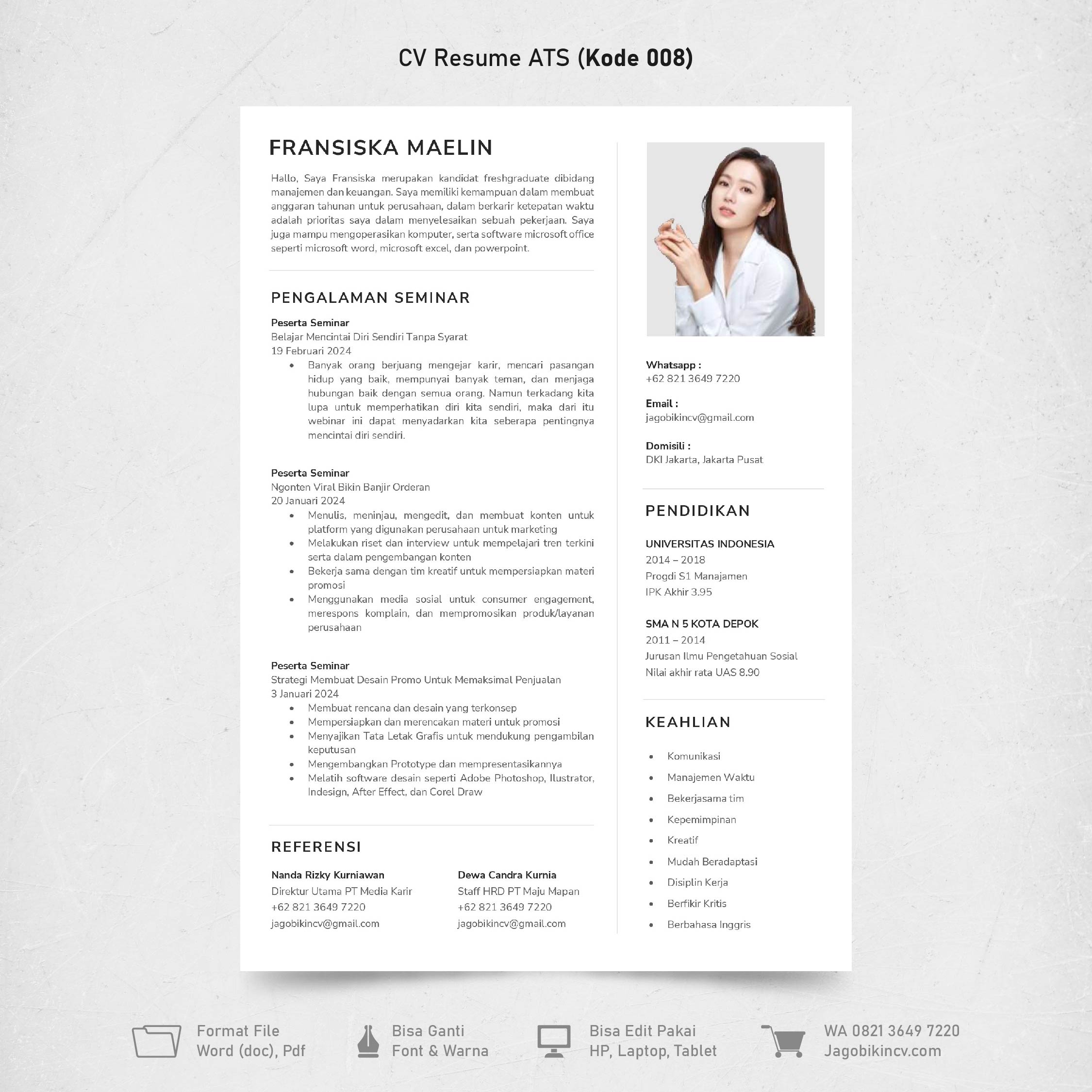 Template Template CV ATS Kode 008 & Surat Lamaran