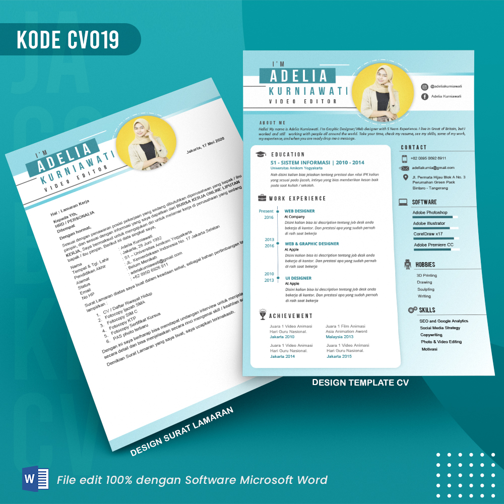 Template Template CV dan Surat Lamaran Kode 019 && Surat Lamaran MS Word