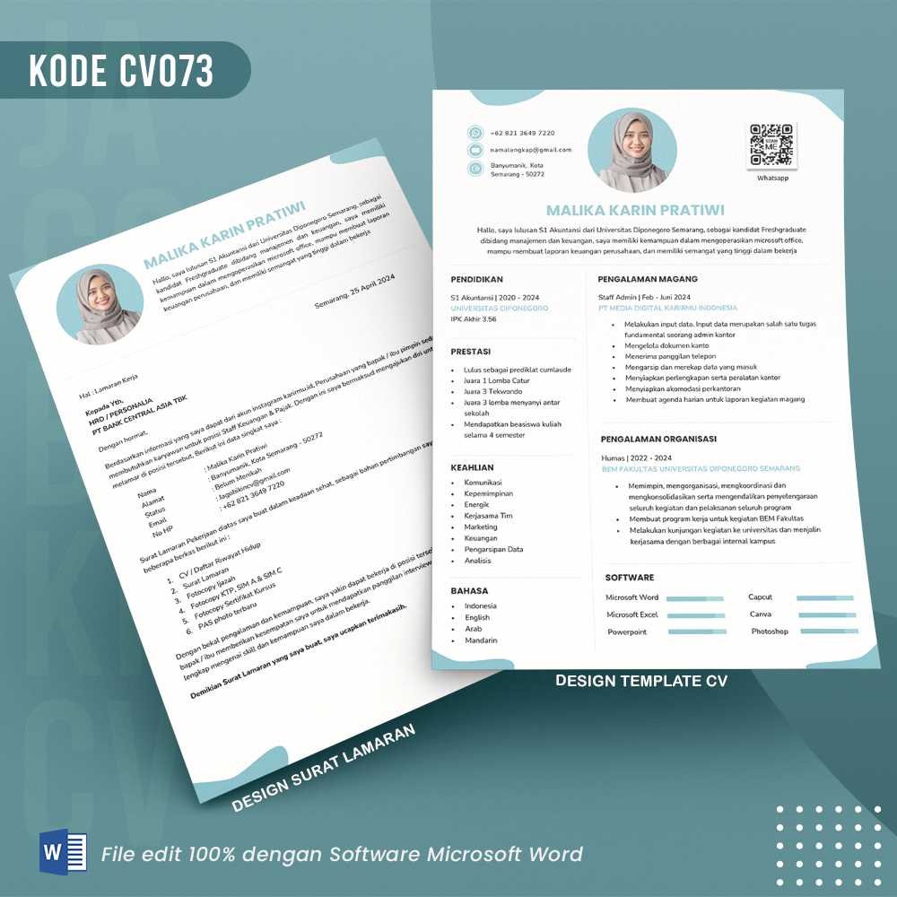 Template Template CV dan Surat Lamaran Kode 073 & Surat Lamaran