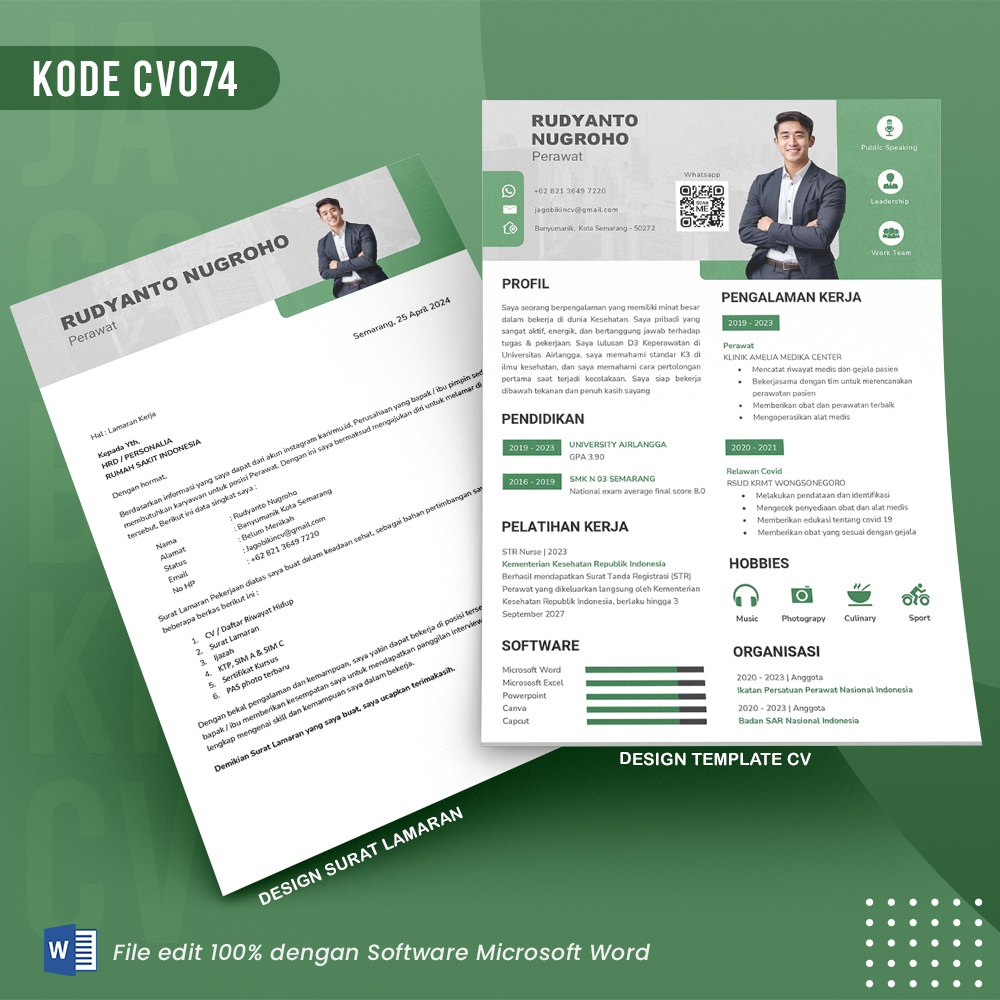Template Template CV dan Surat Lamaran Kode 074 & Surat Lamaran