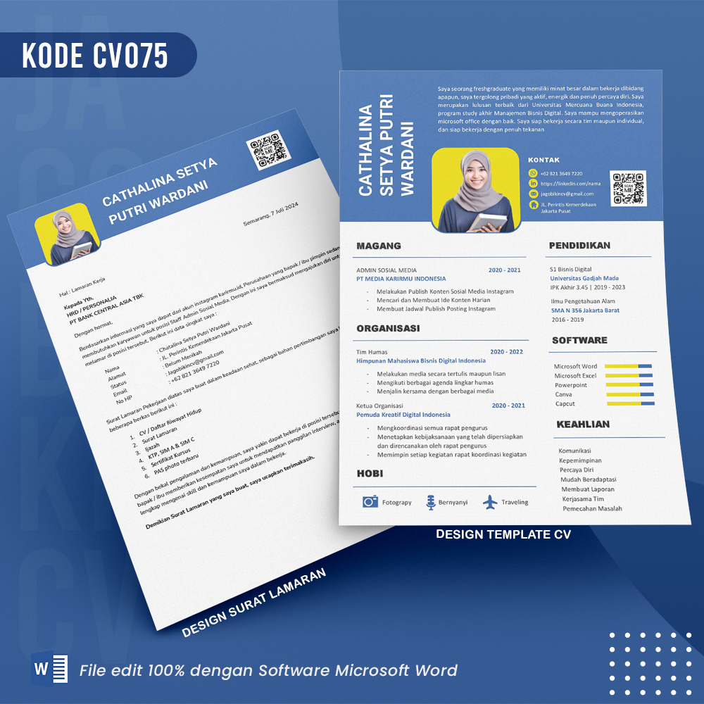 Template Template CV dan Surat Lamaran Kode 075 && Surat Lamaran MS Word