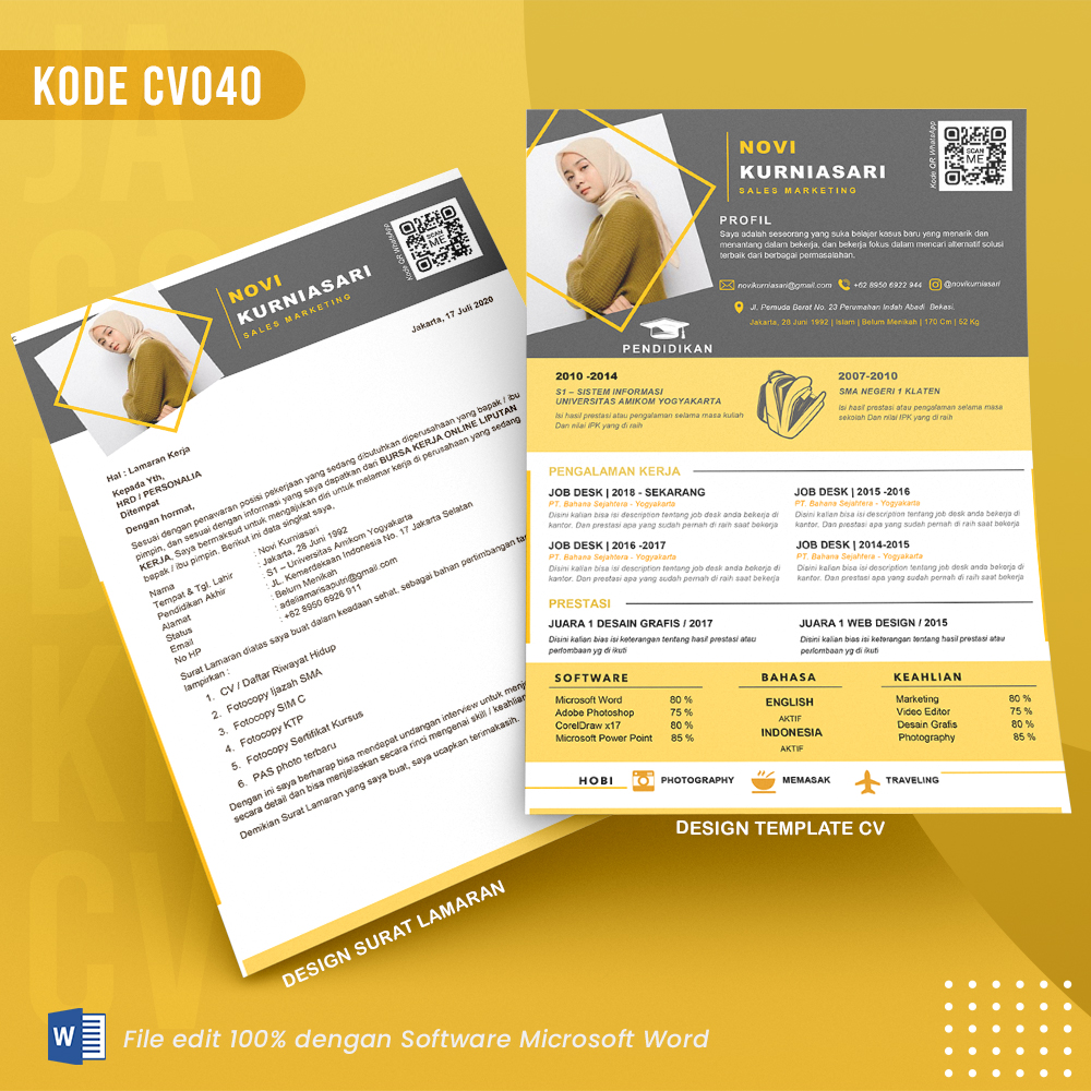 Template Template CV dan Surat Lamaran Kode 040 && Surat Lamaran MS Word