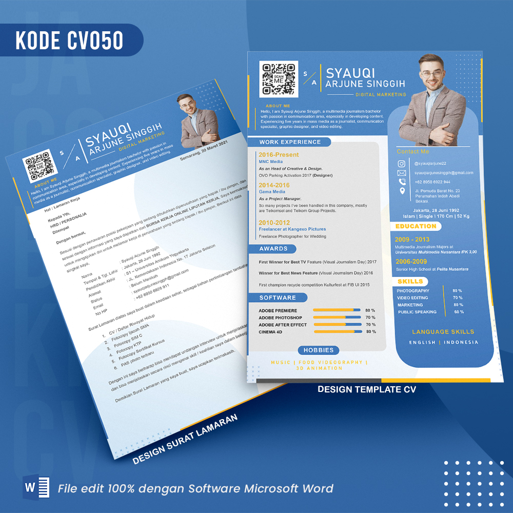 Template Template CV dan Surat Lamaran Kode 050 & Surat Lamaran
