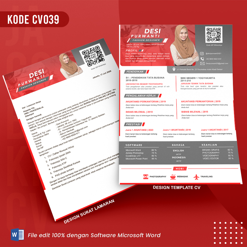 Template Template CV dan Surat Lamaran Kode 039 & Surat Lamaran