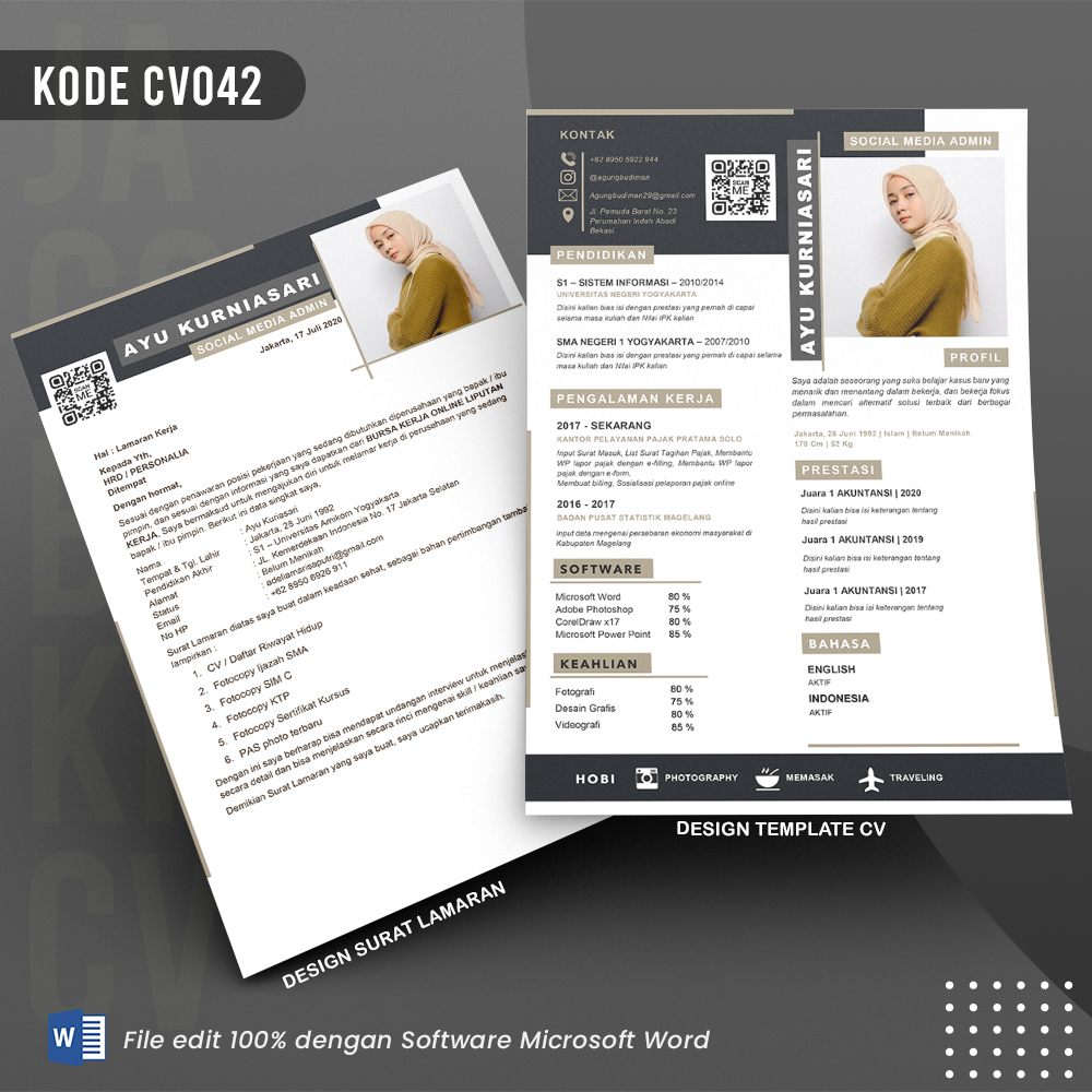 Template Template CV dan Surat Lamaran Kode 042 && Surat Lamaran MS Word