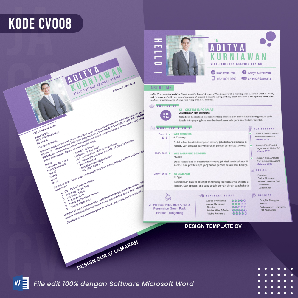 Template Template CV dan Surat Lamaran Kode 008 & Surat Lamaran