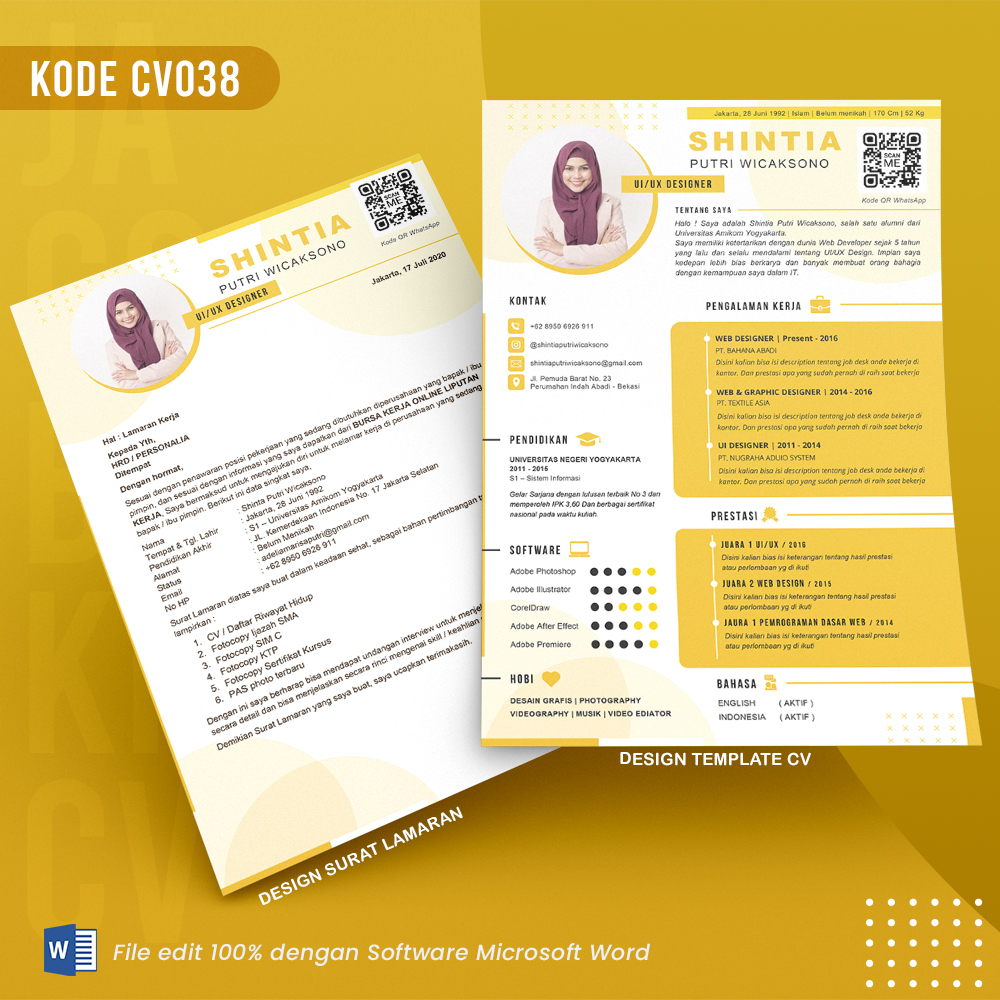 Template Template CV dan Surat Lamaran Kode 038 & Surat Lamaran