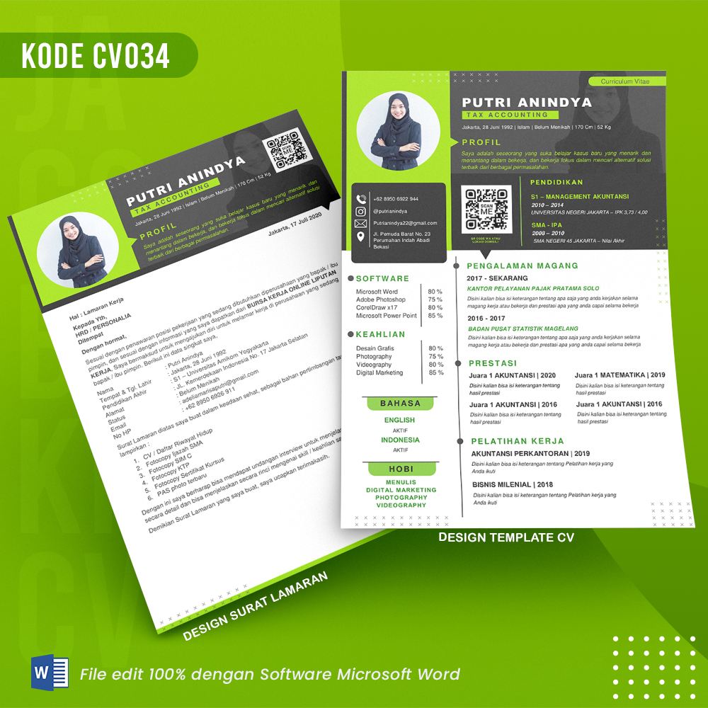 Template Template CV dan Surat Lamaran Kode 034 & Surat Lamaran
