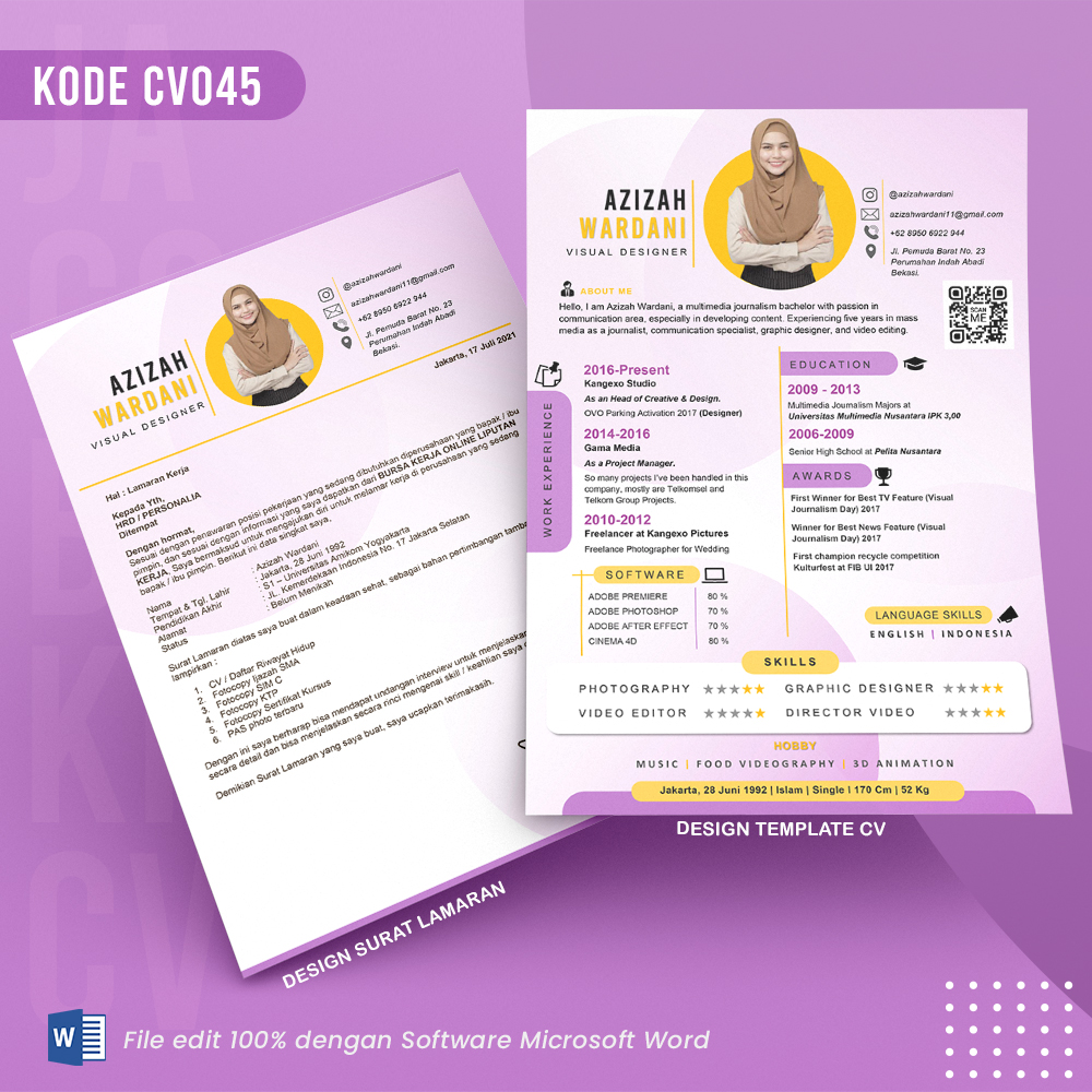 Template Template CV dan Surat Lamaran Kode 045 & Surat Lamaran