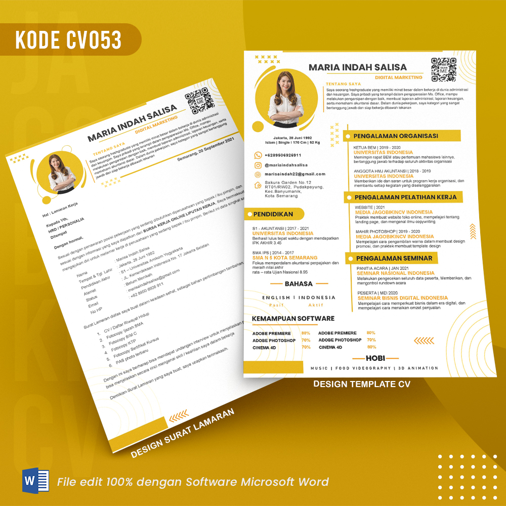 Template Template CV dan Surat Lamaran Kode 053 && Surat Lamaran MS Word