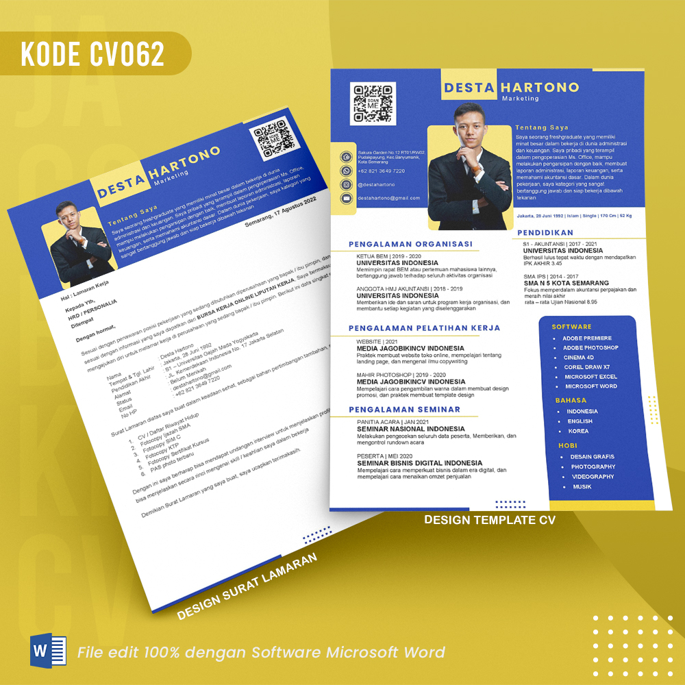 Template Template CV dan Surat Lamaran Kode 062 & Surat Lamaran