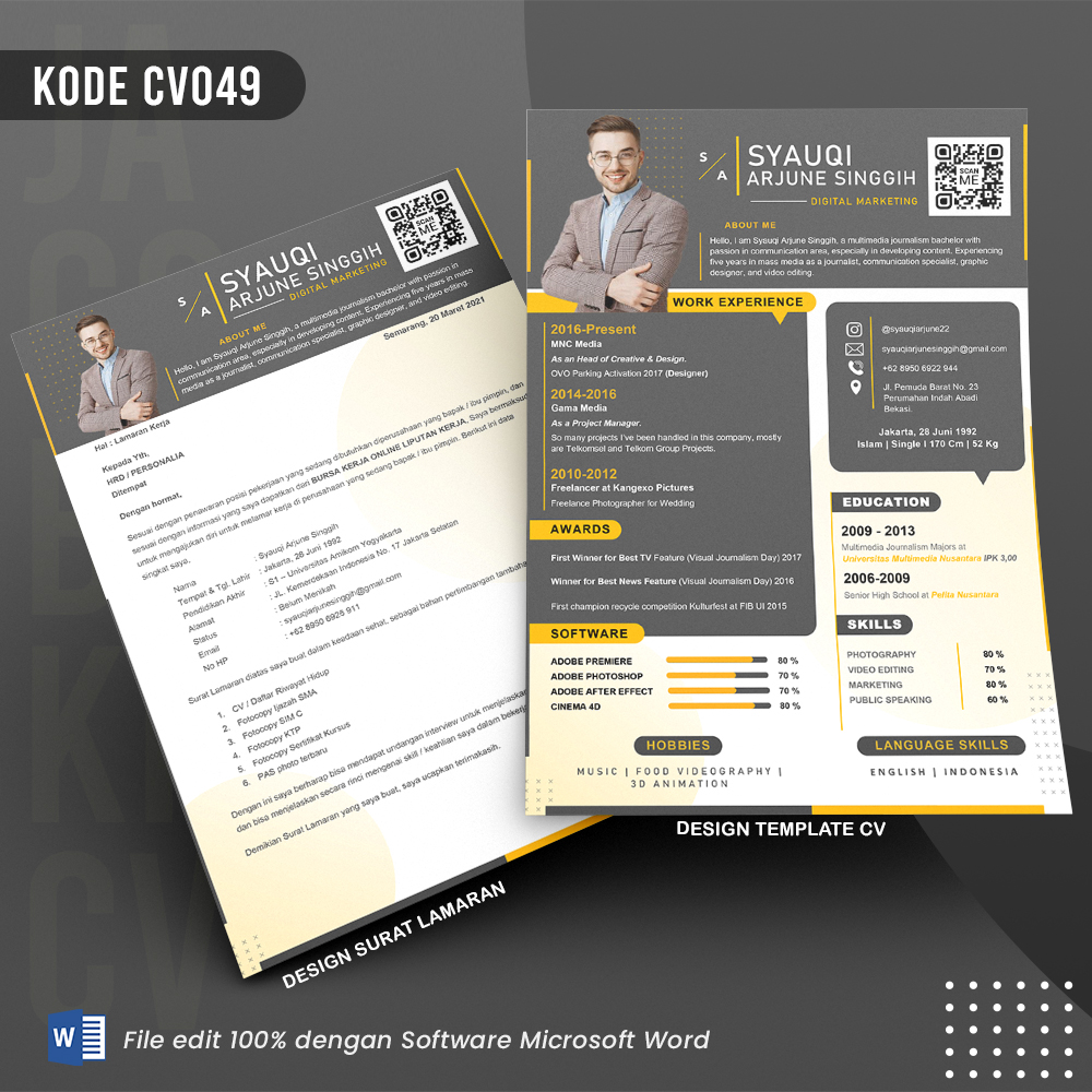 Template Template CV dan Surat Lamaran Kode 049 && Surat Lamaran MS Word