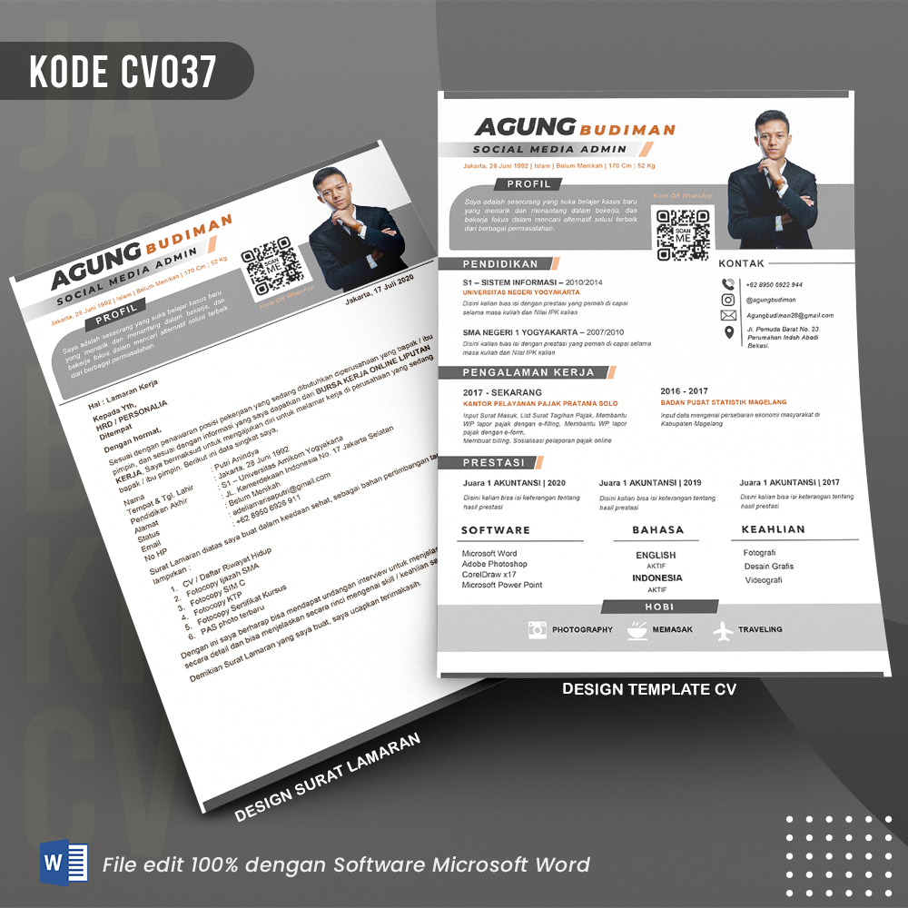 Template Template CV dan Surat Lamaran Kode 037 && Surat Lamaran MS Word