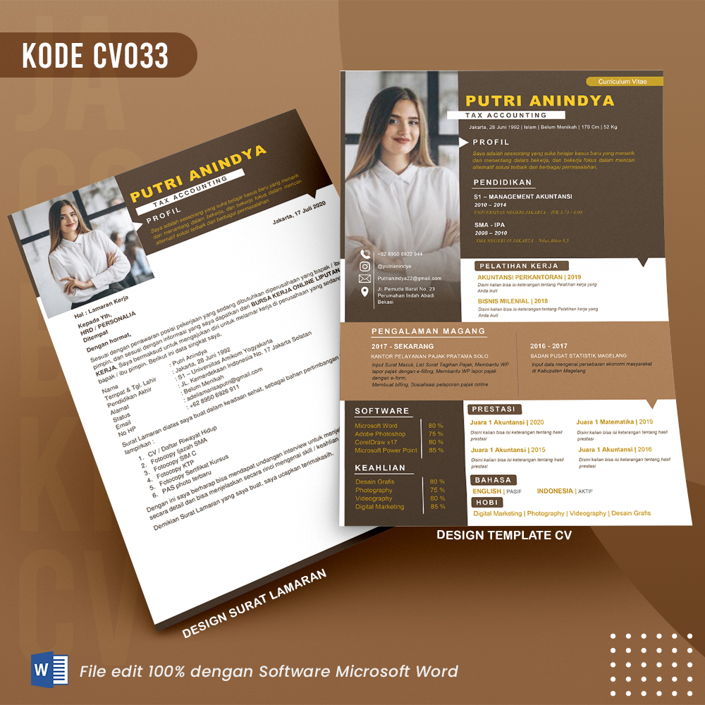 Template Template CV dan Surat Lamaran Kode 033 && Surat Lamaran MS Word