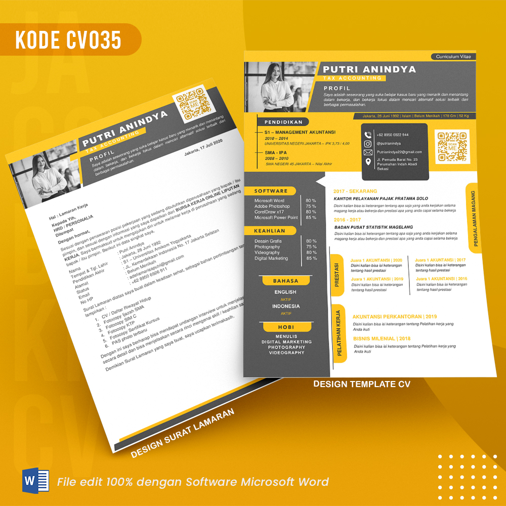 Template Template CV dan Surat Lamaran Kode 035 & Surat Lamaran