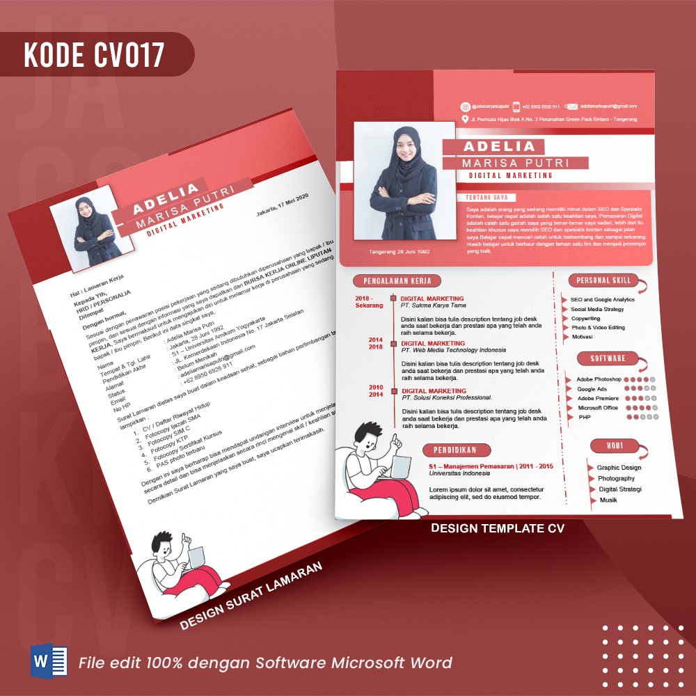 Template Template CV dan Surat Lamaran Kode 017 && Surat Lamaran MS Word